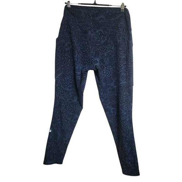 Lululemon Pants Women 10 Run On Tight 25" in Nouveau Mach Blue Black Athleisure - Picture 2 of 8